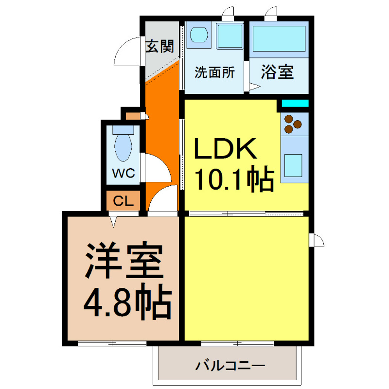 Wｉｓｔｅｒｉａ（ウィステリア） 間取り　1フロア2部屋（全部屋角部屋）家具家電ご用意できます