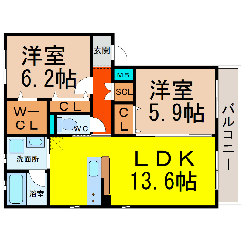 ＲＥＸＣＩＡ　Ｉ（レクシアワン） 間取図　1フロア2部屋（全部屋角部屋）