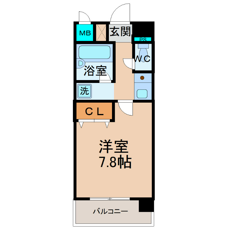 フジハイツIII 間取り　洋室7.8帖　エアコン完備