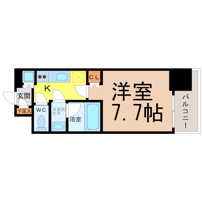 シエルブルー栄 間取図　洋室7帖　エアコン完備