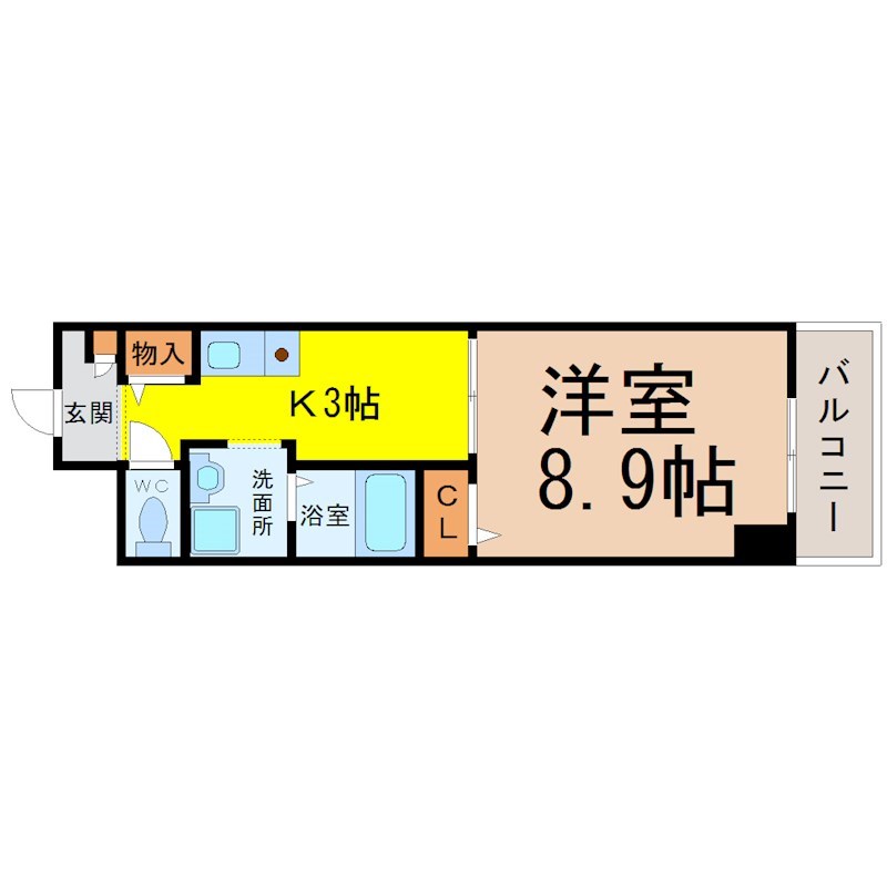 シティーコート翠雲 間取図　洋室8.7帖　脱衣洗面所　バルコニー