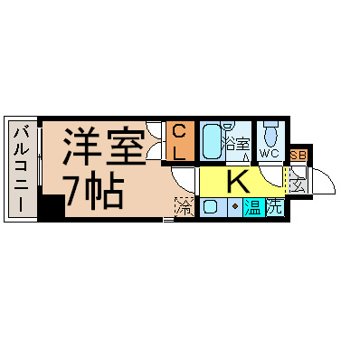 エトアール金山 間取り　洋室7帖　エアコン完備