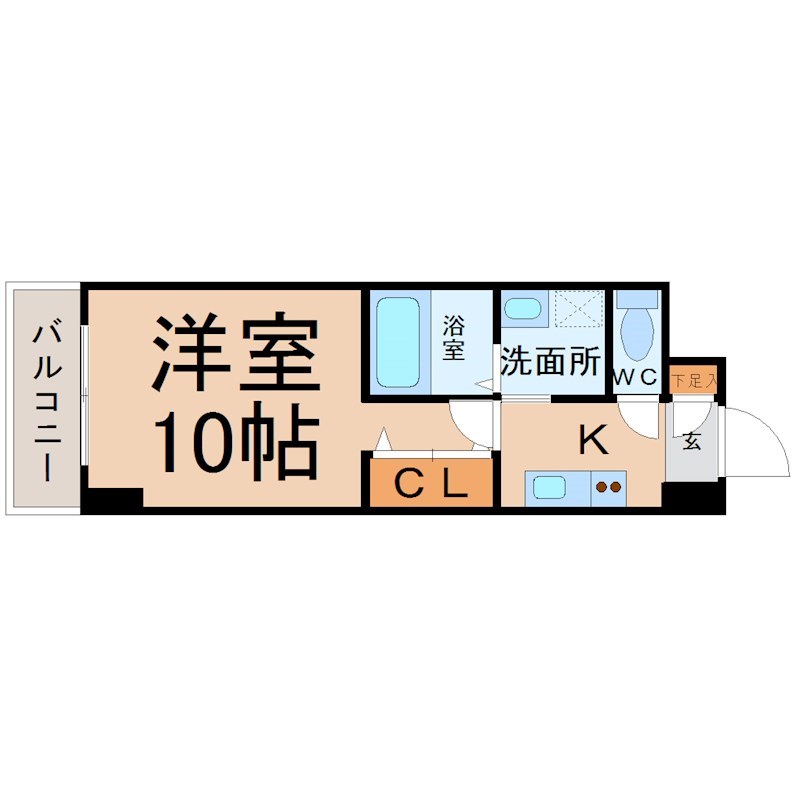 ファーニッシュ山王 間取り　洋室10帖　脱衣洗面所　クローゼット付