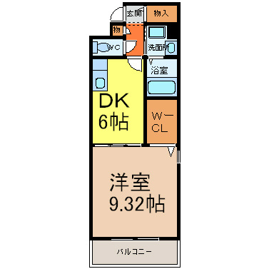 オレンジスクエア 間取図　家具家電（冷蔵庫レンジ洗濯機）ご用意できます