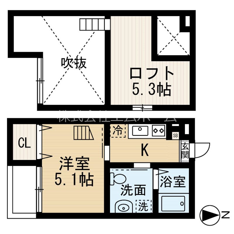 Ｋ’ｓハイツ 間取図　全部屋角部屋　家具家電ご用意できます