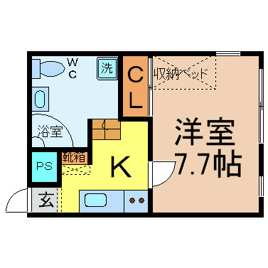 Million Bell VI（ミリオンベル6） 洋室7.7帖　収納ベッド付　バストイレ別　独立洗面台付