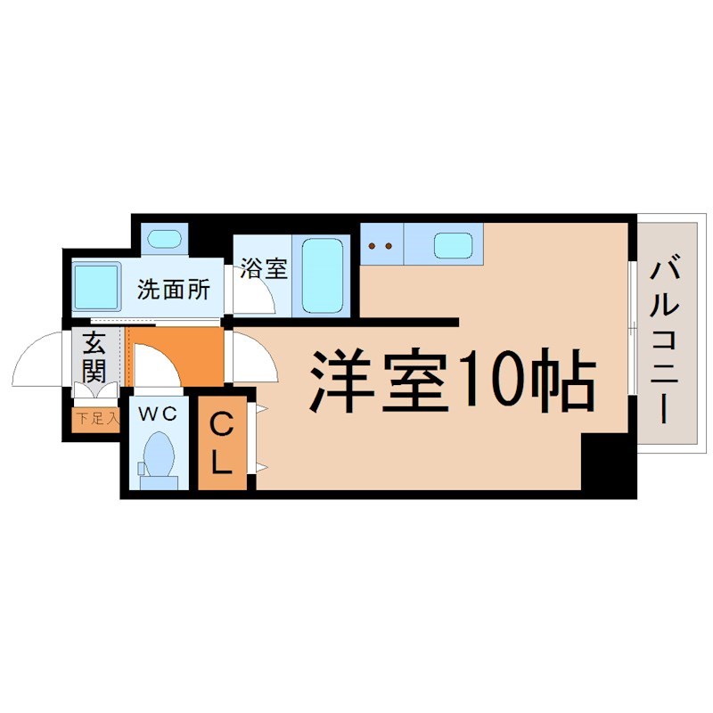 プロシード大須 間取図　洋室10帖　脱衣洗面所　クローゼット付
