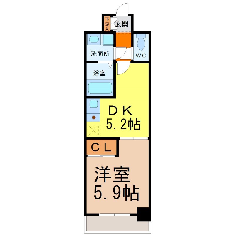 ベレーサ葵 間取り　1ＤＫ　角部屋　家具家電ご用意できます