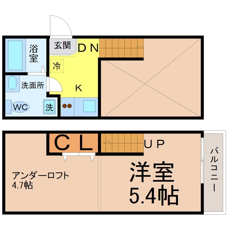アルコイリス 間取図　光インターネット無料　家具家電ご用意できます