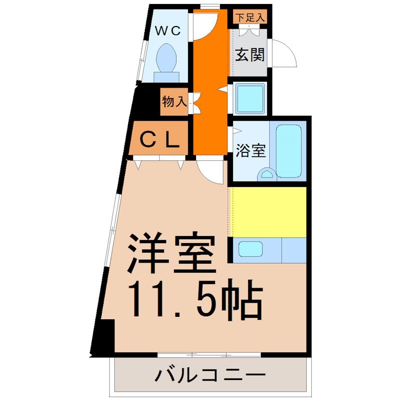 ライフステージ白壁II 間取図　洋室11.5帖　カウンターキッチン　バルコニー