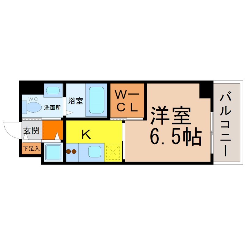 ＫＤＸ千早レジデンス 間取図　ウォークインクローゼット付　家具家電（冷蔵庫レンジ洗濯機等）ご用意できます