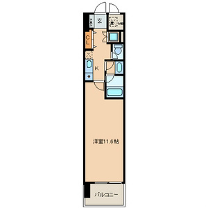 CASAプラスアルファ名駅南（CASA＋α名駅南） 間取図　洋室11.6帖　脱衣洗面所　バルコニー