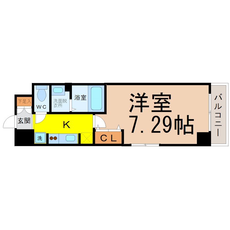 ESTACION KANAYAMA WEST（エスタシオン金山） 間取図　洋室7.29帖　南向きバルコニー