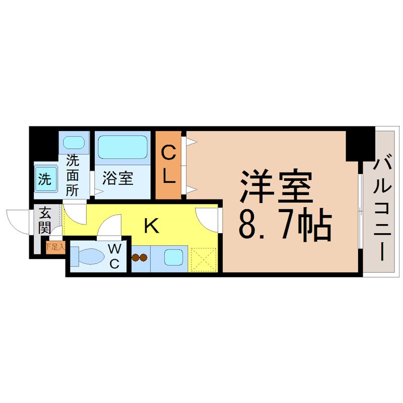 ＰＲＥＳＴＡＧＥ名駅（プレステージ名駅） 間取り　洋室8.7帖　家具家電ご用意できます