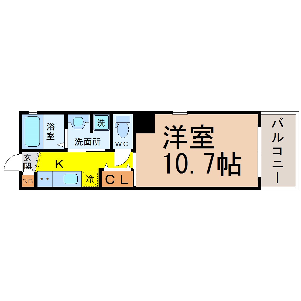 ルヴェール吹上 間取図　洋室10.7帖　脱衣洗面所　クローゼット付