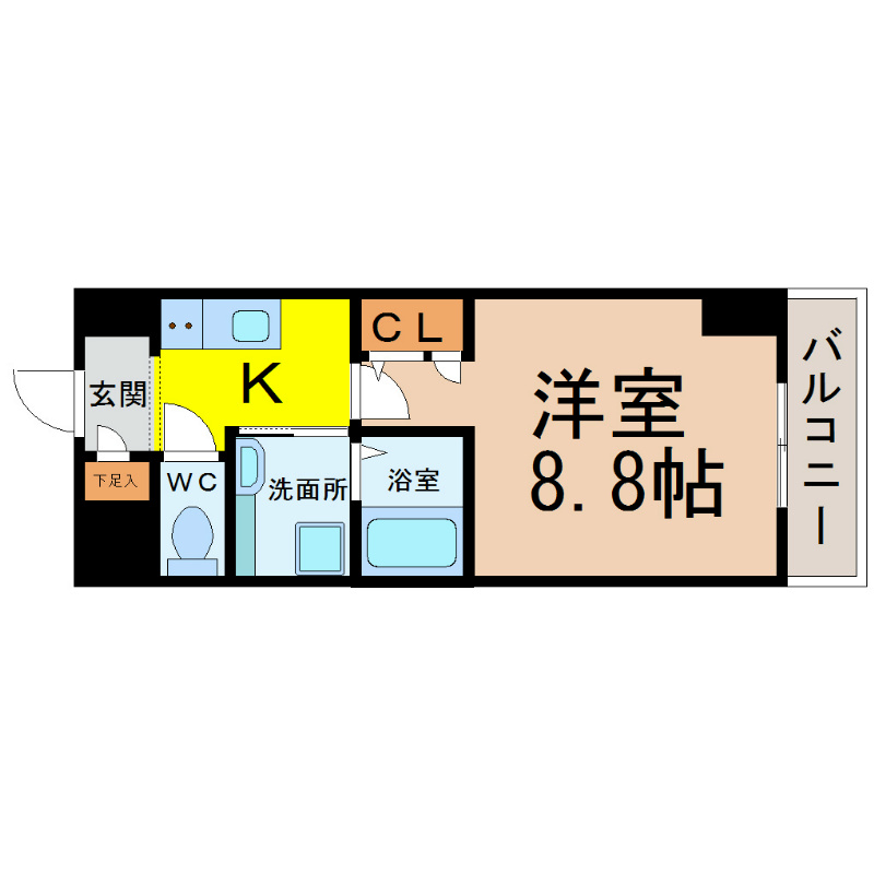 ＳＴＥＲＮ23（シュテルン23） 洋室8.8帖　バストイレ別　広めな洗面所
