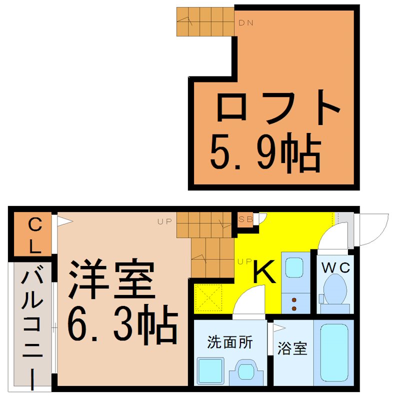 ミリオン中村本町 間取図　家具家電ご用意できます