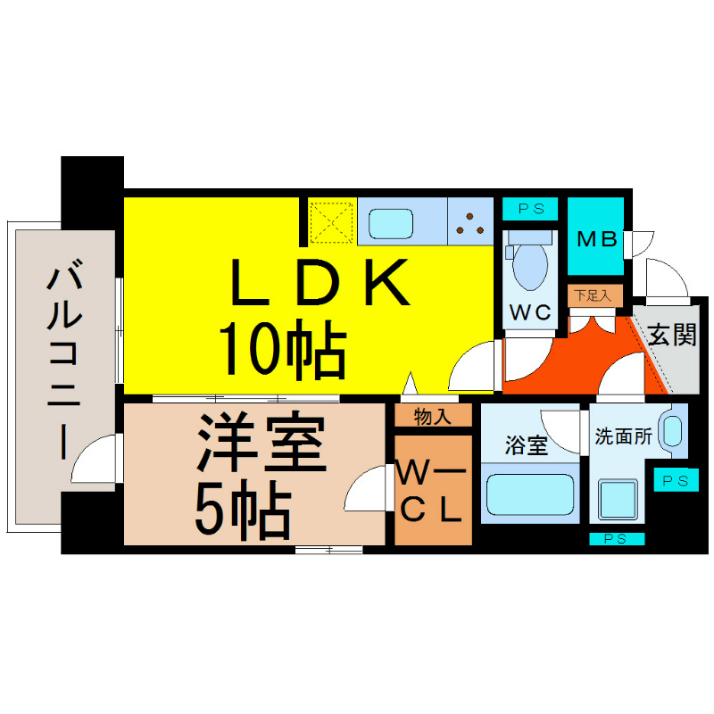 クリスタル丸の内 間取り　LDK10帖　洋室5帖