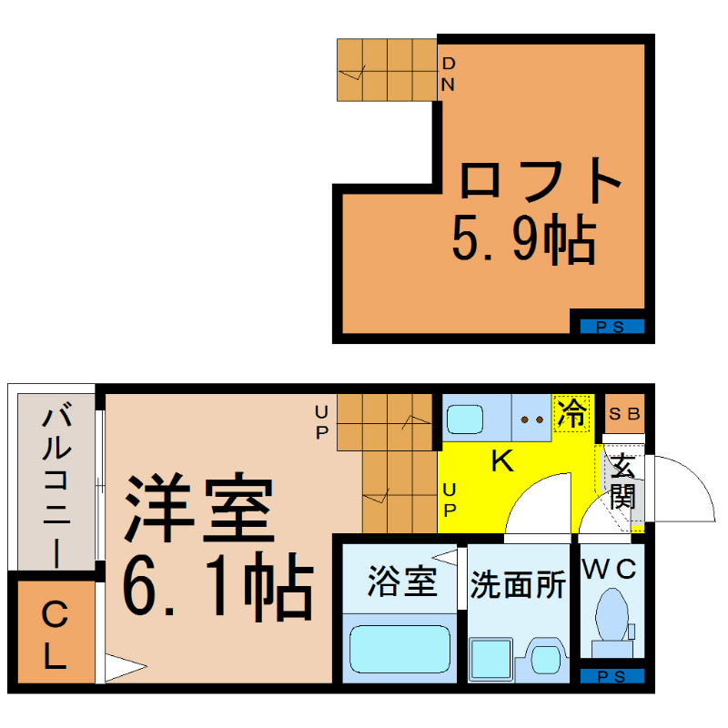 グラード 間取図　光インターネット無料　家具家電ご用意できます