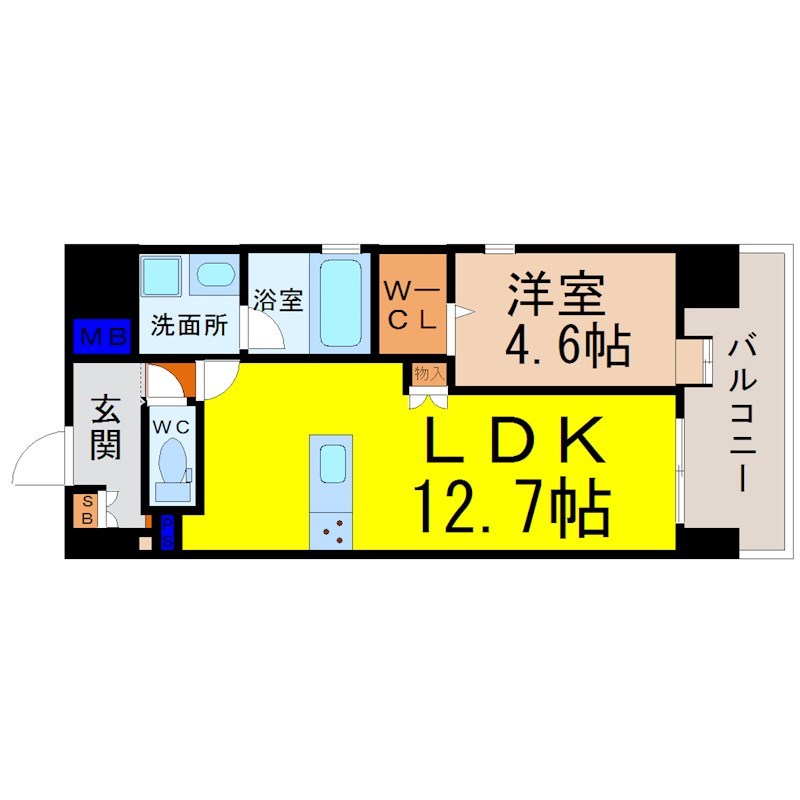 Makiki garden place（マキキガーデンプレイス） 間取り　ＬＤＫ12.7帖　洋室4.6帖