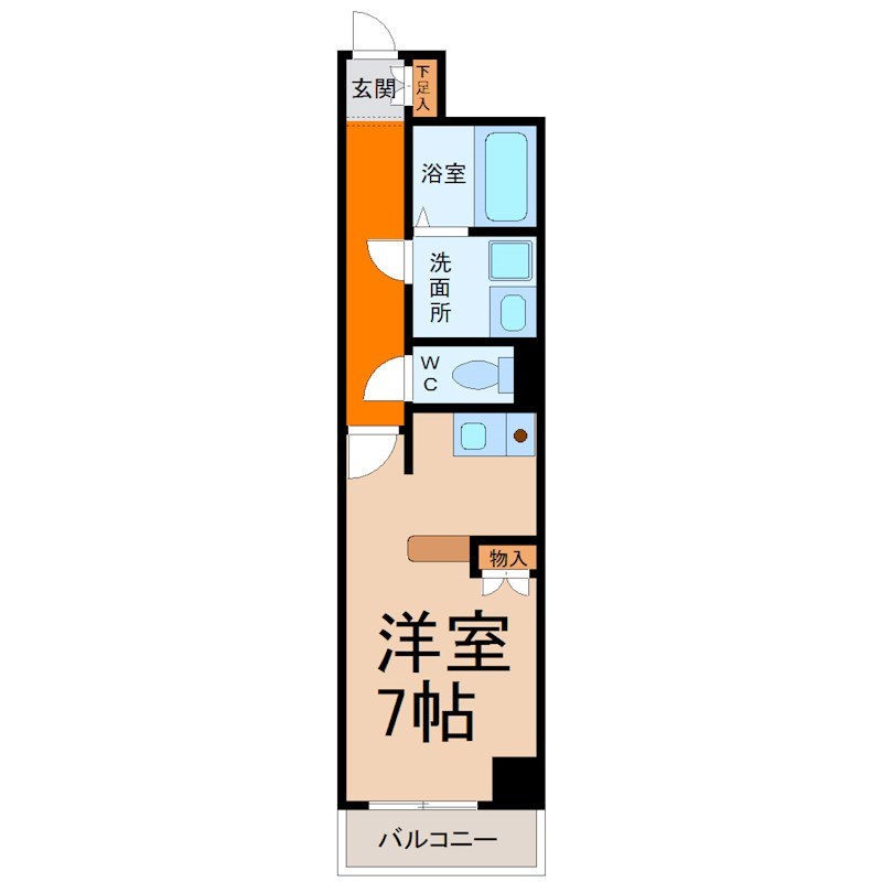 グランパラシオ 間取図　洋室7帖　脱衣洗面所　南面バルコニー