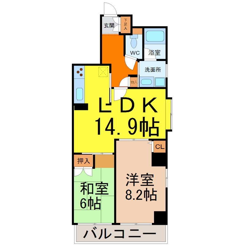 エクレール鶴舞 ＬＤＫ14.9帖　洋室8.2帖　和室6帖