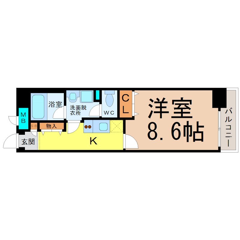 Ｅｎｃｈａｎｔｅ泉（アンシャンテ泉） 間取図　洋室8.6帖　エアコンカッ日