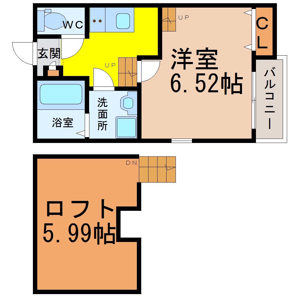 Creo中村公園参番館（クレオ中村公園参番館） 間取図　洋室6.52帖　ロフト5.99帖