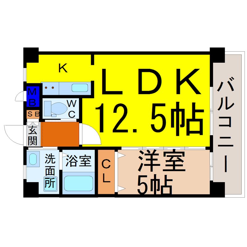 メゾンアイ本陣 間取図　全部屋角部屋　ＬＤＫ12.5帖　洋室5帖