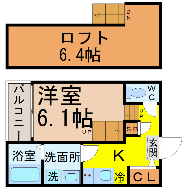 グランビル上小田井 間取図　光インターネット無料　家具家電ご用意できます