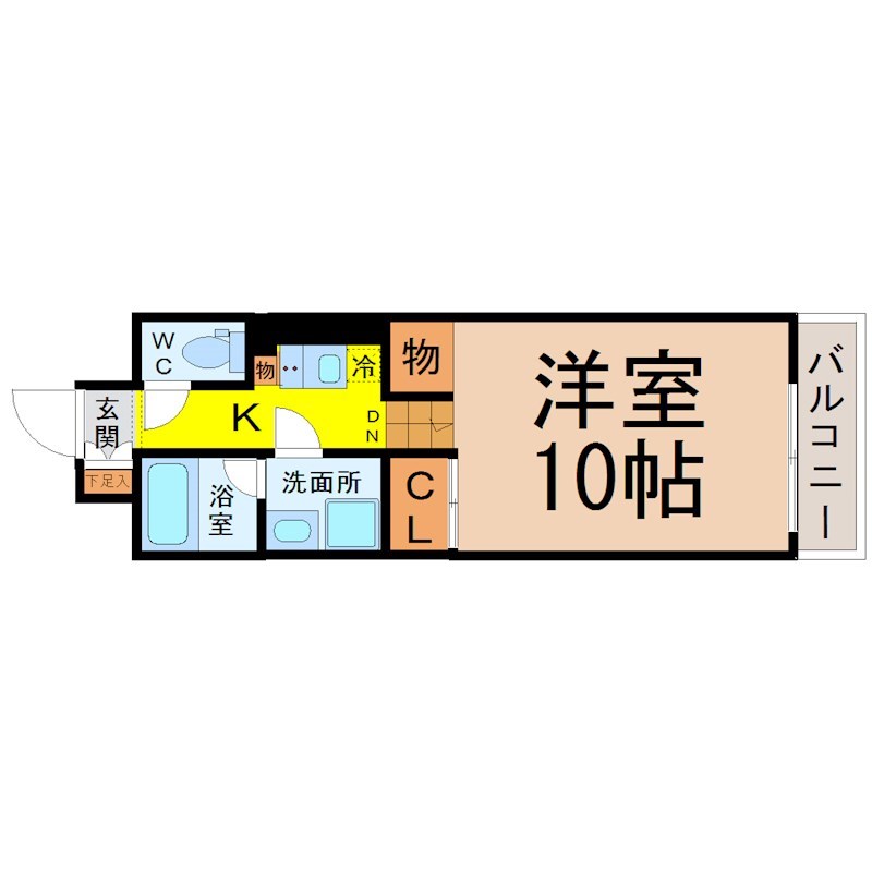 ドゥーエ千種 間取図　洋室10帖　脱衣所　バルコニー