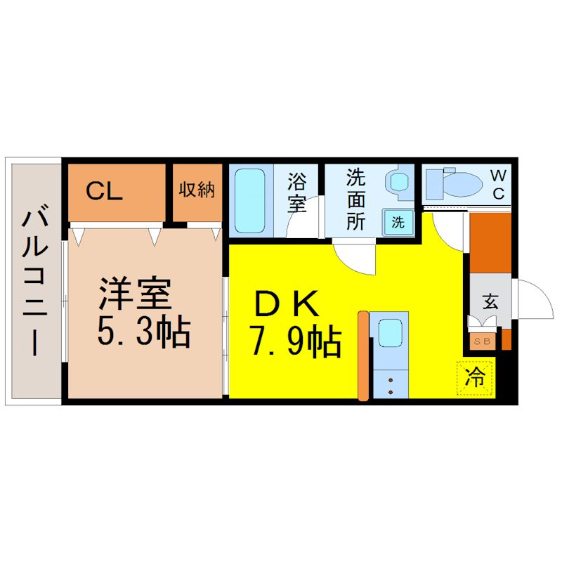 FAMILY STAGE志賀本通（ファミリーステージ志賀本通）  間取図　洋室5.3帖　ＤＫ7.9帖