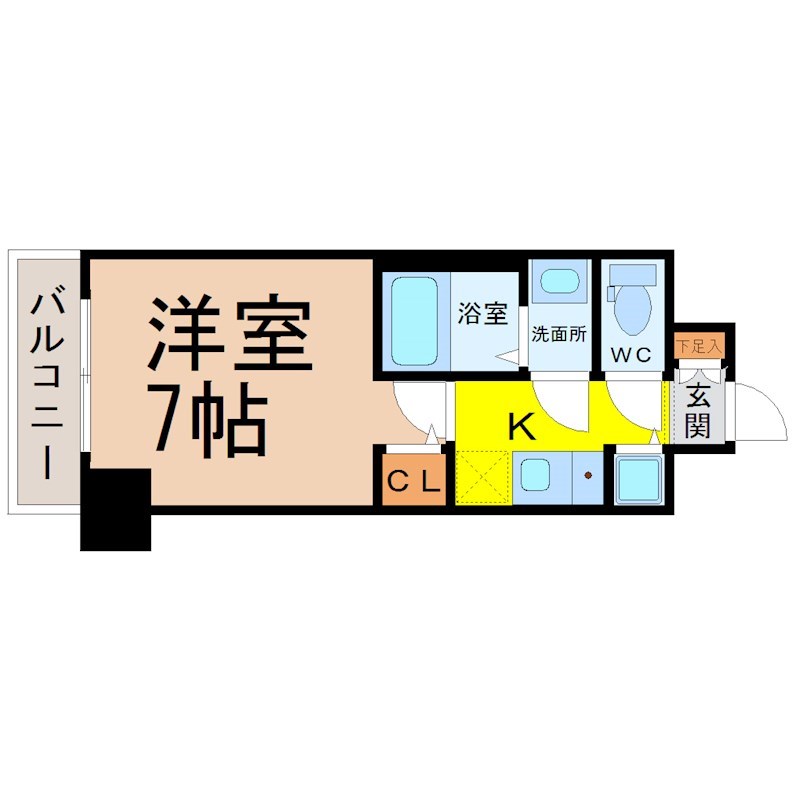 ヴィラマリオン 間取図　洋室7帖　脱衣洗面所　バルコニー