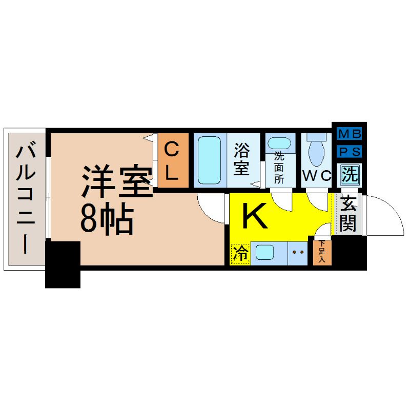 ＷｉｌｌＤｏ松原 間取り　洋室8帖　脱衣洗面所　バルコニー