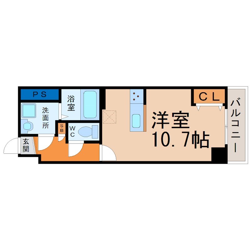 Ｓ－ＦＯＲＴ守山 間取図　洋室10.7帖　脱衣洗面所　バルコニー