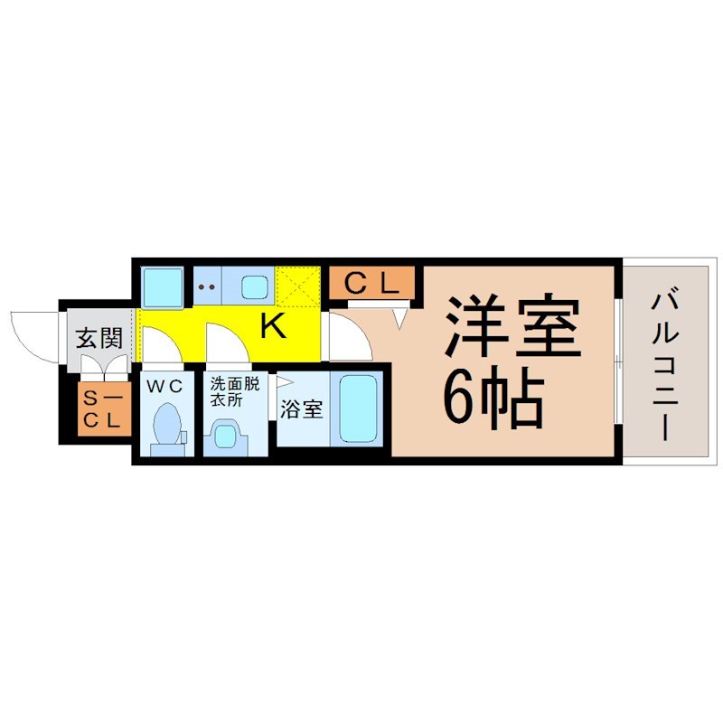 ディアレイシャス上前津 間取り　洋室6帖　脱衣洗面所　バルコニー