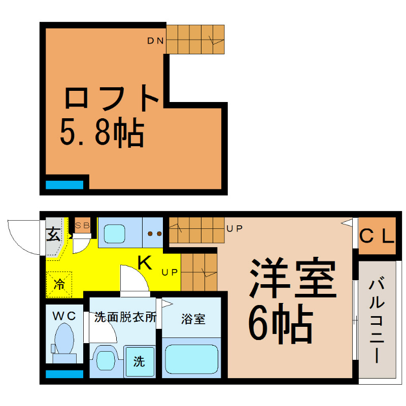 ノブレス・ルミエ 間取図　洋室6帖　ロフト5.8帖