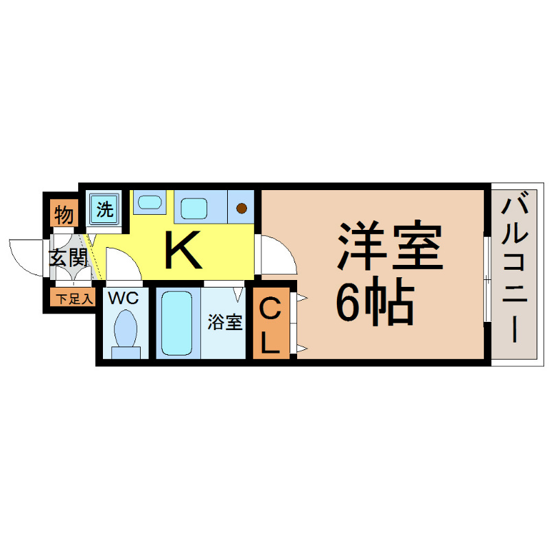 プレサンス桜通アベニュー 間取　洋室6帖　家具家電（冷蔵庫レンジ洗濯機）ご用意OK