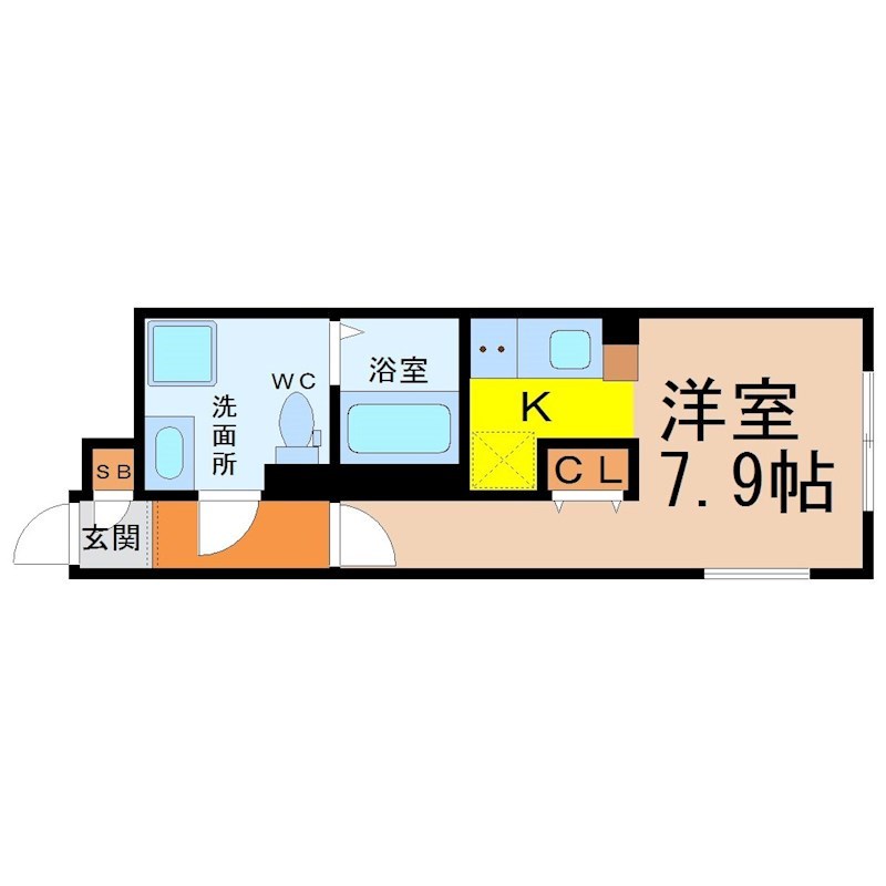 ＬＵＯＲＥ吹上 間取図　洋室7.9帖　脱衣洗面所　クローゼット付