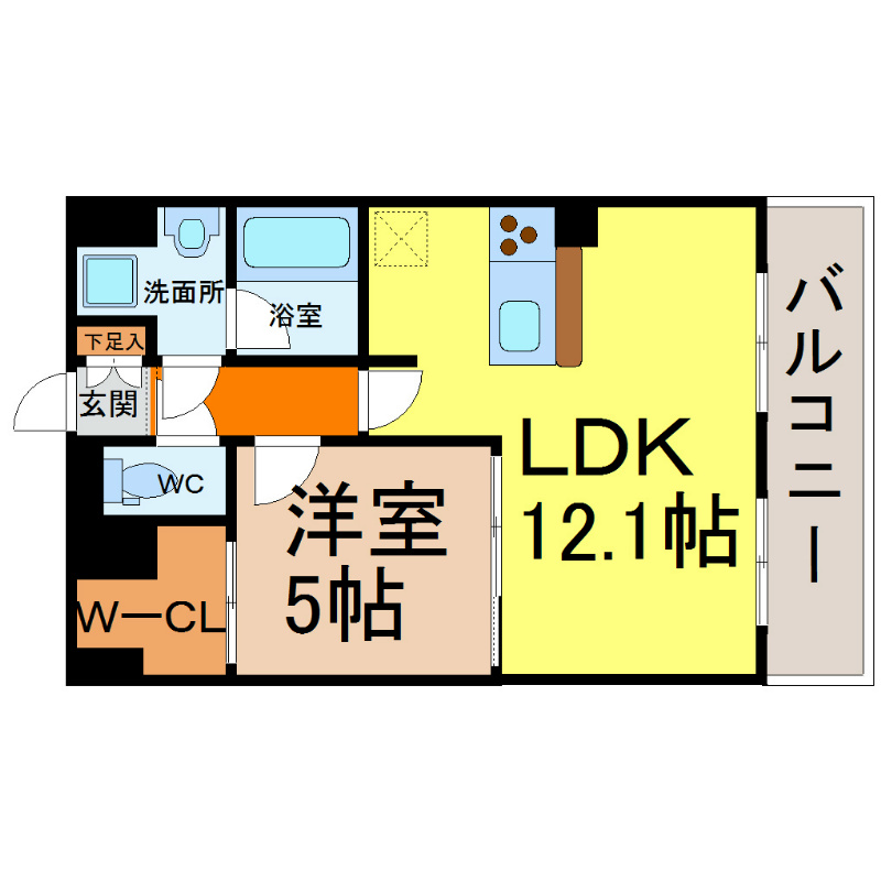 サリジェール瑞穂 間取図　ＬＤＫ12.1帖　洋室5帖　ウォークインクローゼット