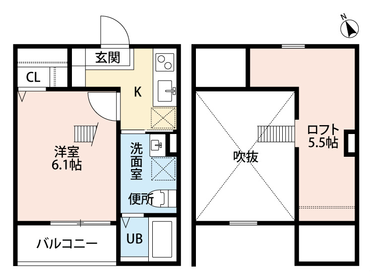 ラルーチェ庄内通 間取図　家具家電ご用意できます