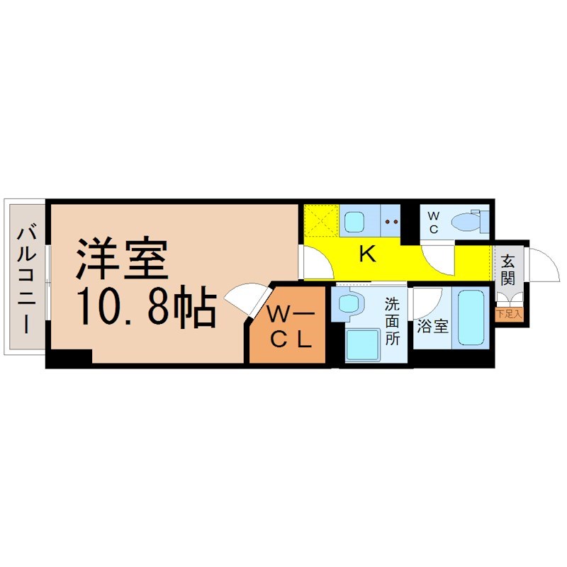 ランドハウスグランドウエスト 間取図　洋室10.8帖　ウォークインクローゼット　脱衣洗面所
