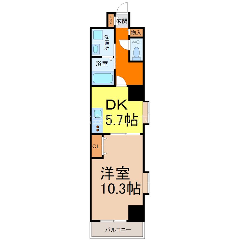 フローラル泉 間取図　ＤＫ5.7帖　洋室10.3帖