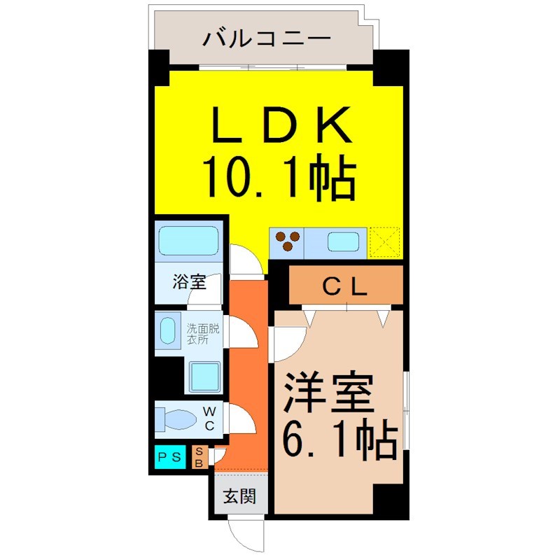 エスペランサ浄心 間取図　ＬＤＫ10.1帖　ウォークインクローゼット