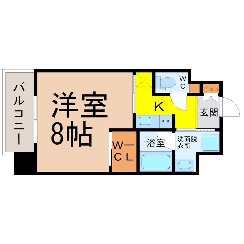セレステーション 間取図　洋室8帖　脱衣洗面所　ウォークインクローゼット
