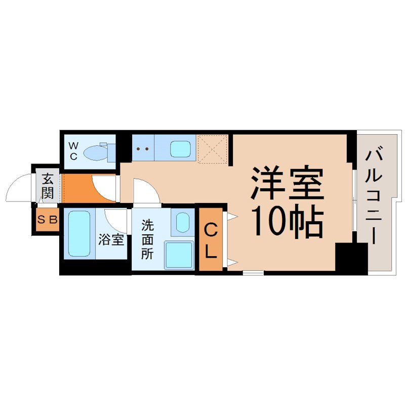 レジデンスＳＵＮ.Ｋ 間取図　洋室10帖　脱衣洗面所　バルコニー