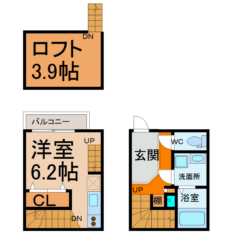 コンフォート本陣 間取図　光インターネット無料　家具家電ご用意できます