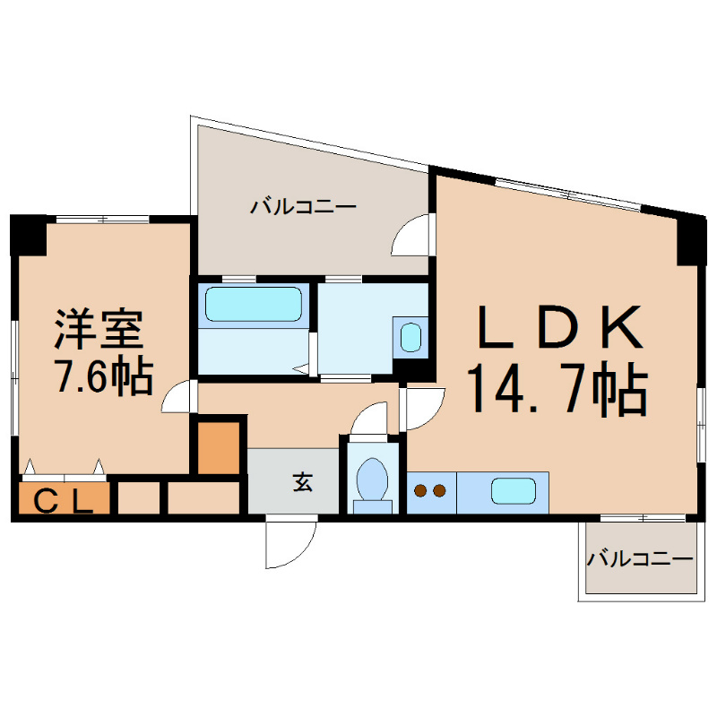 ＬａＦａｃａｄｅ（ラファサード） 間取図　ＬＤＫ14.7帖　洋室7.6帖