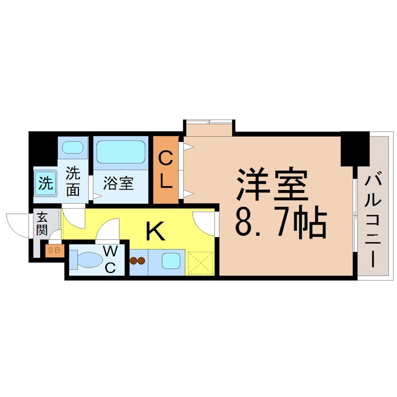 ＰＲＥＳＴＡＧＥ名駅（プレステージ名駅） 間取り　洋室8.7帖　家具家電ご用意できます
