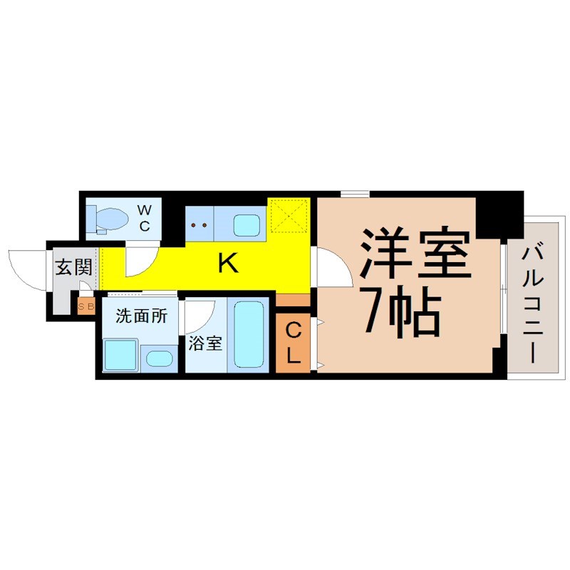 ダイアモンドムーン 間取図　洋室7帖　脱衣洗面所　バルコニー